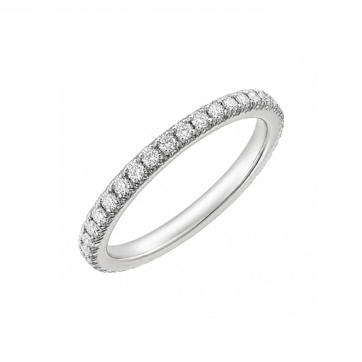Sterling Silver Rhodium Plated 1.5 mm CZ Band Ring