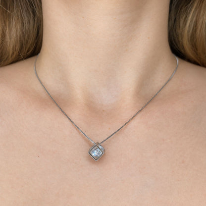 Sterling Silver Rhodium Plated CZ Necklace