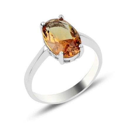 Silver Rhodium Plated Oval Zultanite Ring