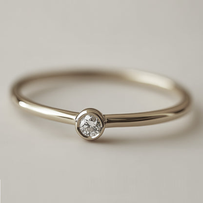 Sterling Silver Rhodium Plated Minimalist CZ Ring
