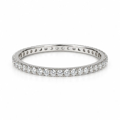 Sterling Silver Rhodium Plated 1 mm CZ Band Ring