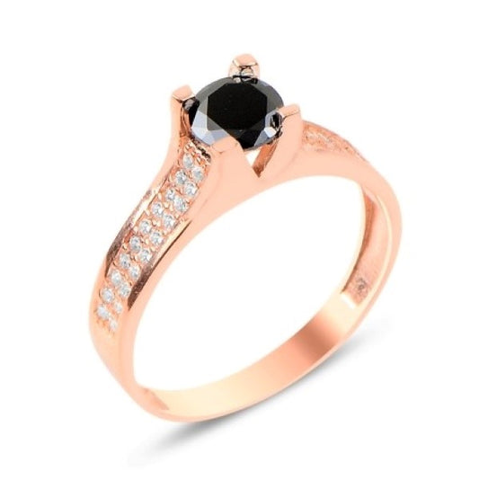 Sterling Silver Rose Gold Plated CZ Crystal Ring