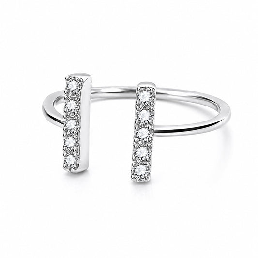 Sterling Silver Rhodium Plated CZ Ring