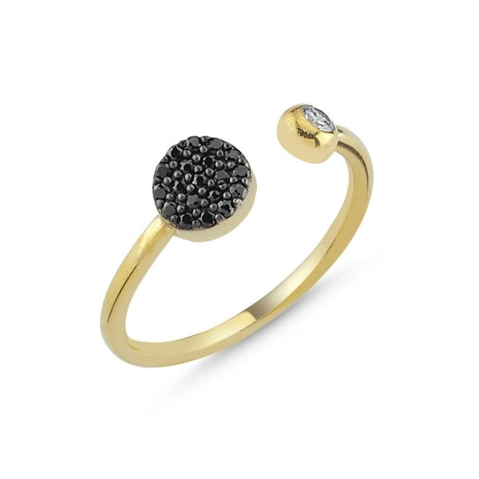 Sterling Silver Gold Plated Black CZ Ring
