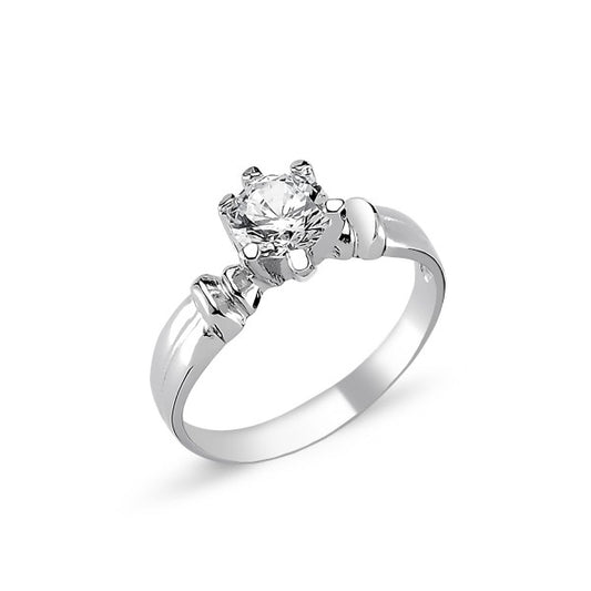Sterling Silver Rhodium Plated CZ Crystal Ring