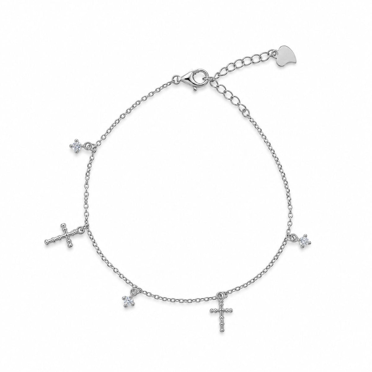 Sterling Silver Gold Plated Cross Pendant Bracelet