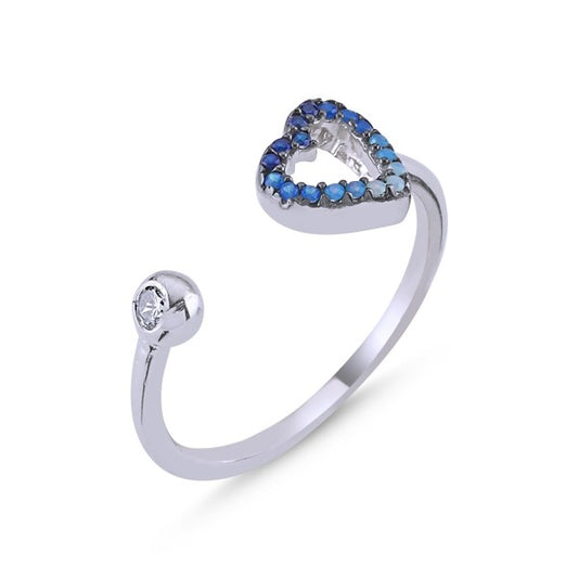 Sterling Silver Rhodium Plated CZ Heart Ring