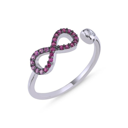 Sterling Silver Rhodium Plated CZ Infinity Ring