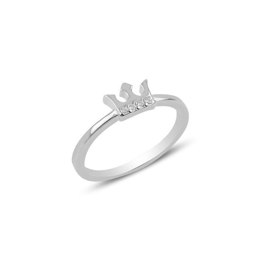 Sterling Silver Rhodium Plated Crown Ring