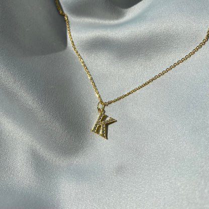Sterling Silver Gold Plated CZ Letter Necklace