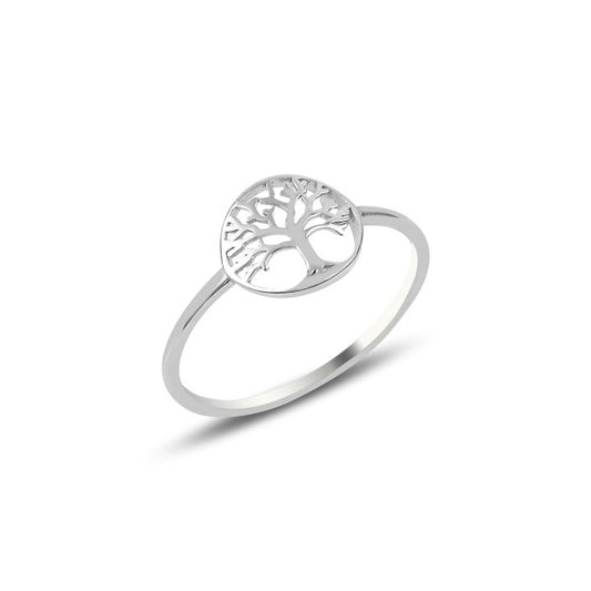 Sterling Silver Rhodium Plated Tree of Life Ring
