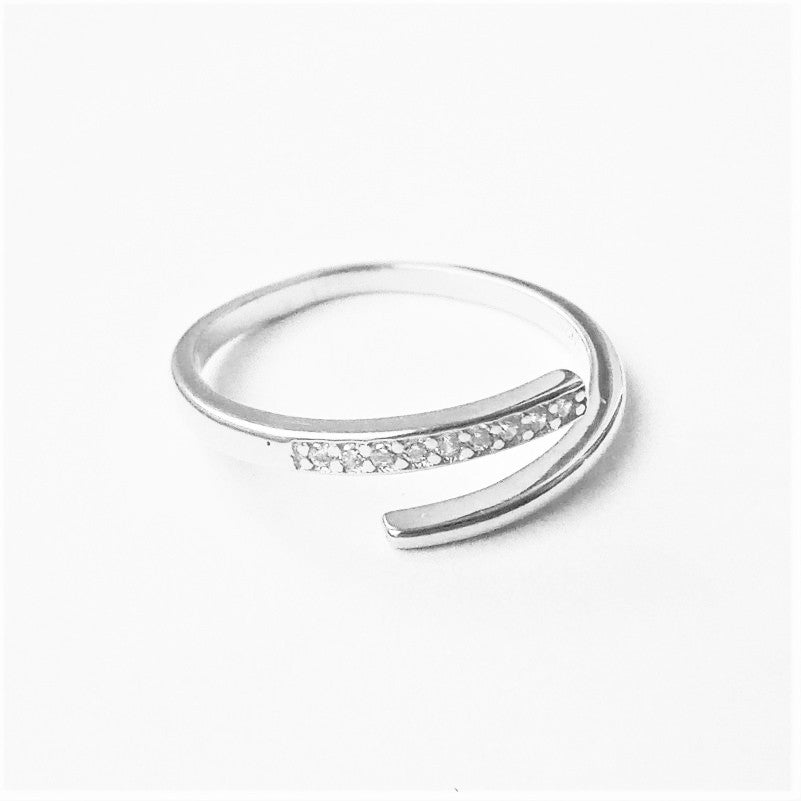 Sterling Silver Rhodium Plated CZ Ring