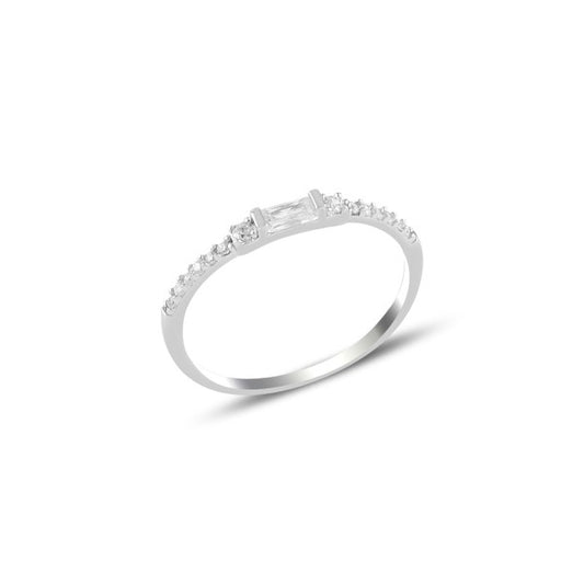 Sterling Silver Rhodium Plated CZ Ring