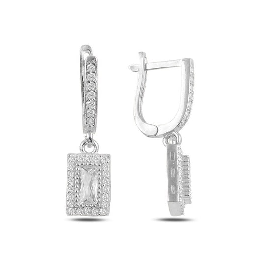 Sterling Silver Rhodium Plated English Lock Earrings