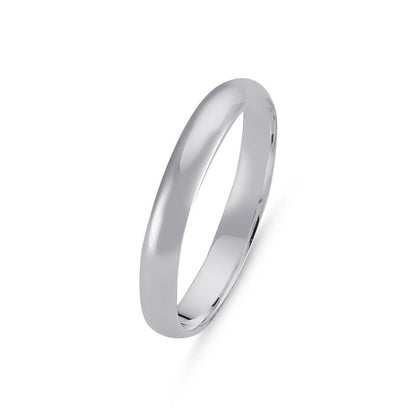 Sterling Silver Rhodium Plated 3 mm Band Ring