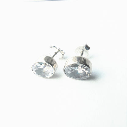 Sterling Silver Oval CZ Studs
