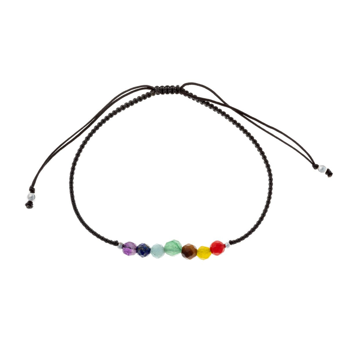 Įvairių spalvų siūlo apyrankės su 7 rūšių skirtingais akmenukais