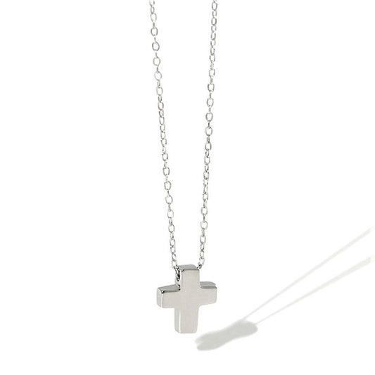 Sterling Silver Rhodium Plated Cross Necklace