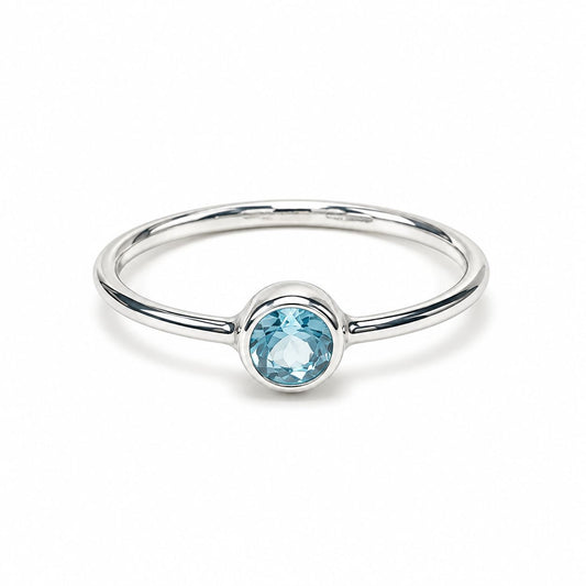 Sterling Silver Minimalist Blue Topaz Ring