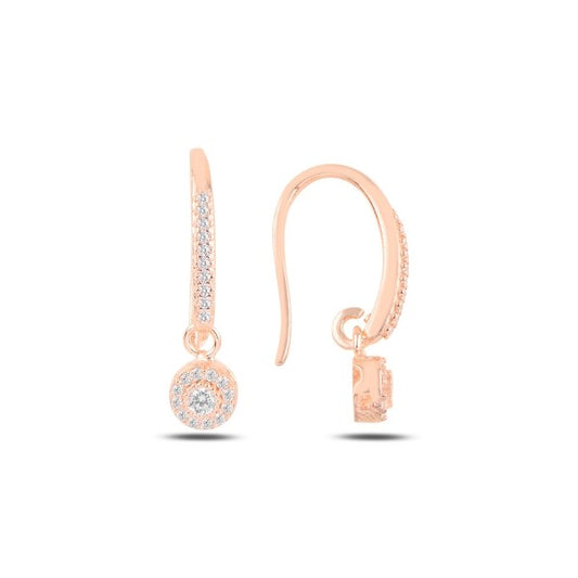Sterling Silver Rose Gold Plated CZ Drop Earrings