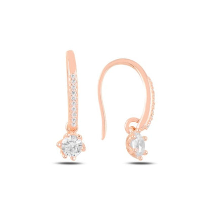 Sterling Silver Rose Gold Plated CZ Drop Earrings