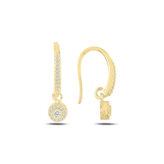 Sterling Silver Gold Plated CZ Drop Earrings