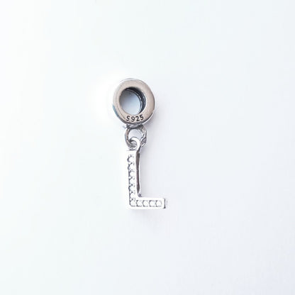 Sterling Silver Rhodium Plated CZ Letter Pendant