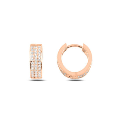 Sterling Silver Rose Gold Plated CZ Hoops