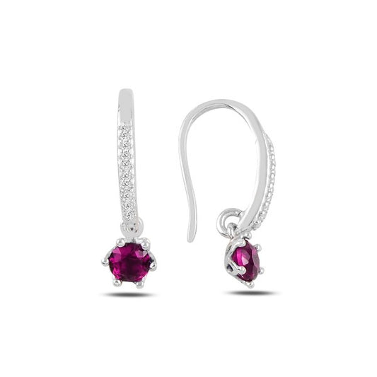 Sterling Silver Rhodium Plated CZ Drop Earrings