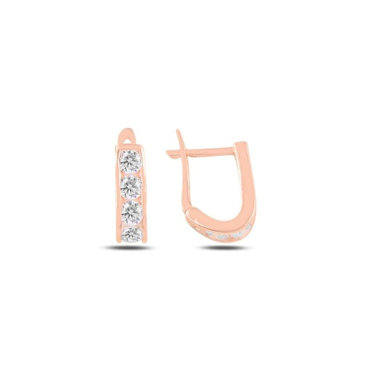 Sterling Silver Rose Gold Plated English Lock Earrings