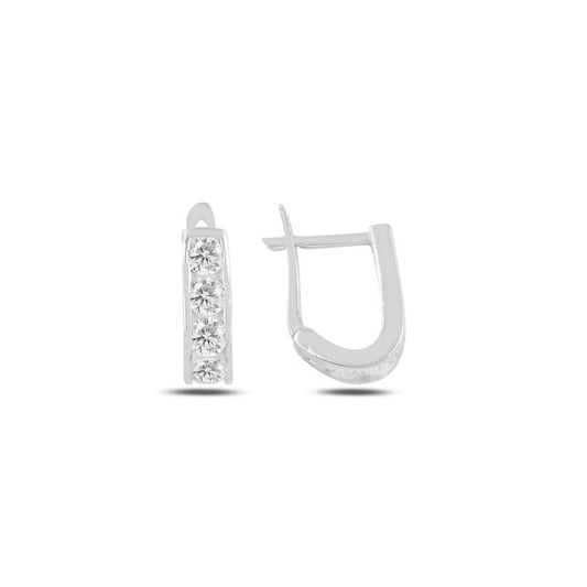 Sterling Silver Rhodium Plated English Lock Earrings