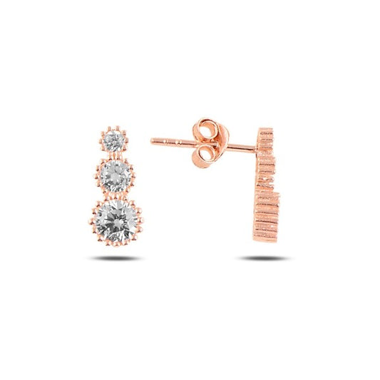 Silver Rose Gold Plated CZ Studs