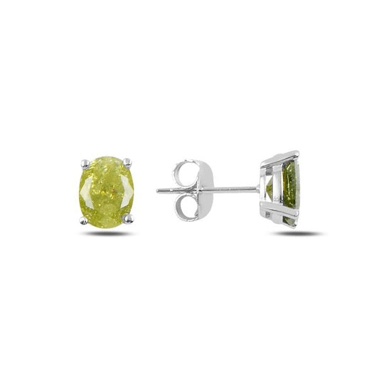 Sterling Silver Rhodium Plated Moss CZ Studs