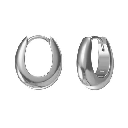Sterling Silver Rhodium Plated Oval Hoops