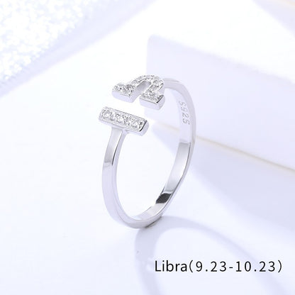 Zodiakas ¦ sidabriniai rodžiuoti reguliuojami žiedai su zodiako ženklais