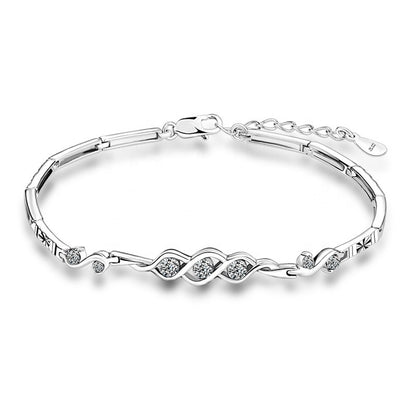 Sidabrinė rodžiuota apyrankė su cirkoniu "Twist