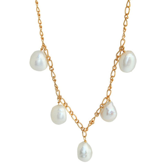 Sterling Silver Rose Gold Plated Pearl Necklace