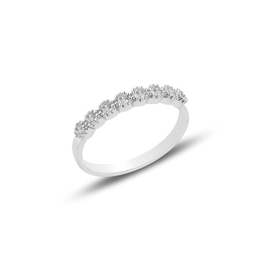 Sterling Silver Rhodium Plated CZ Ring