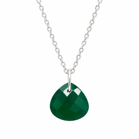 Sterling Silver Green Onyx Pendant Necklace