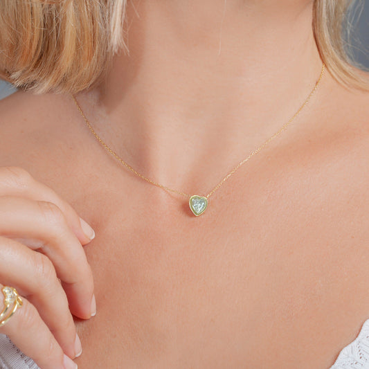 Sterling Silver Gold Plated CZ Heart Necklace