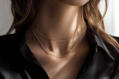 Sterling Silver Rhodium Plated 2 mm Forzentina Chain