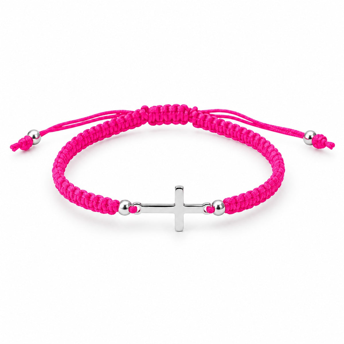 Sterling Silver Rhodium Plated Cross Thread Bracelet