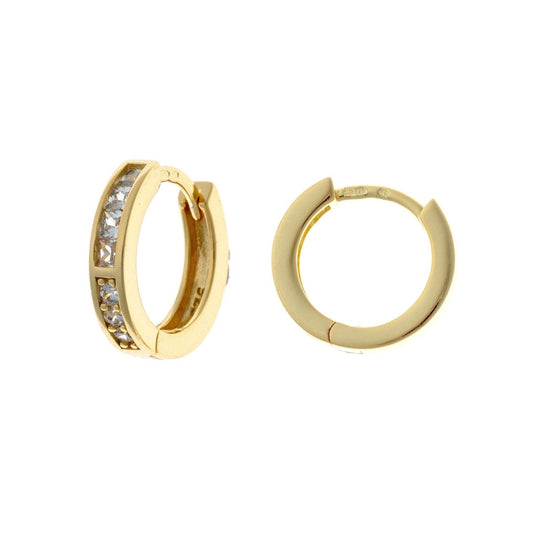 Sterling Silver Gold Plated 14 mm CZ Hoops