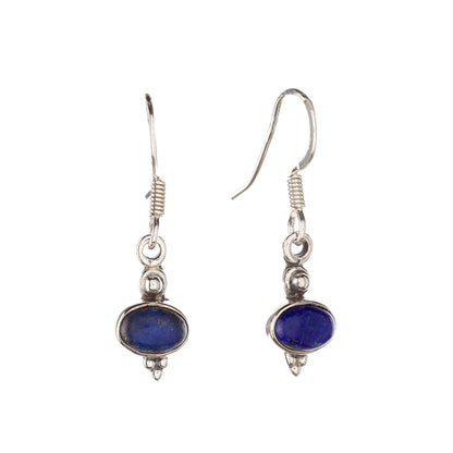 Sterling Silver Oval Lazurite Drop Earrings