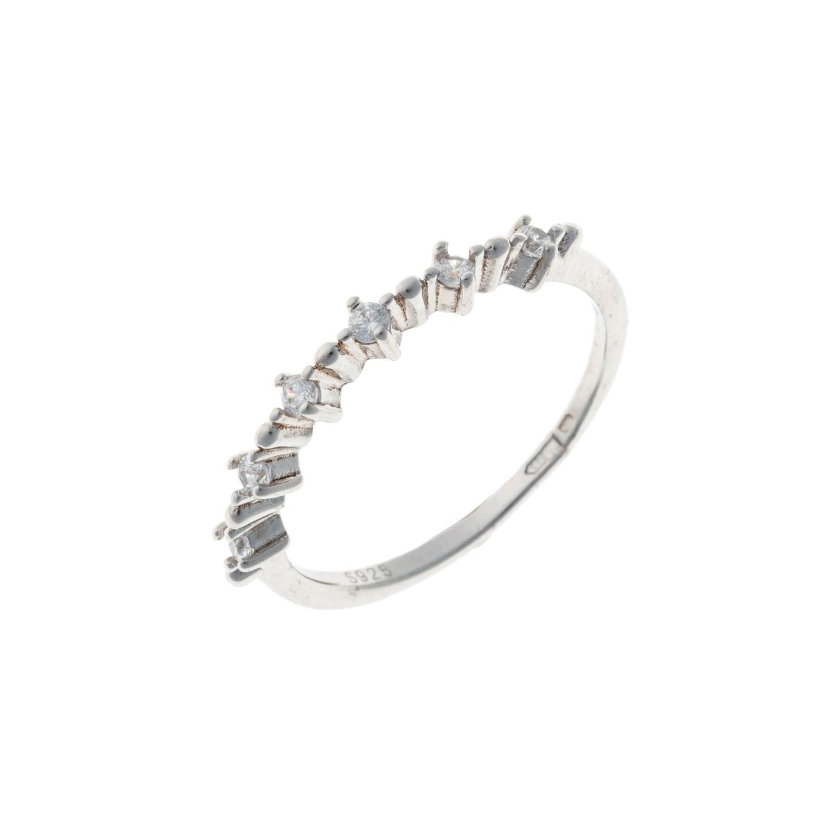 Sterling Silver Rhodium Plated CZ Ring