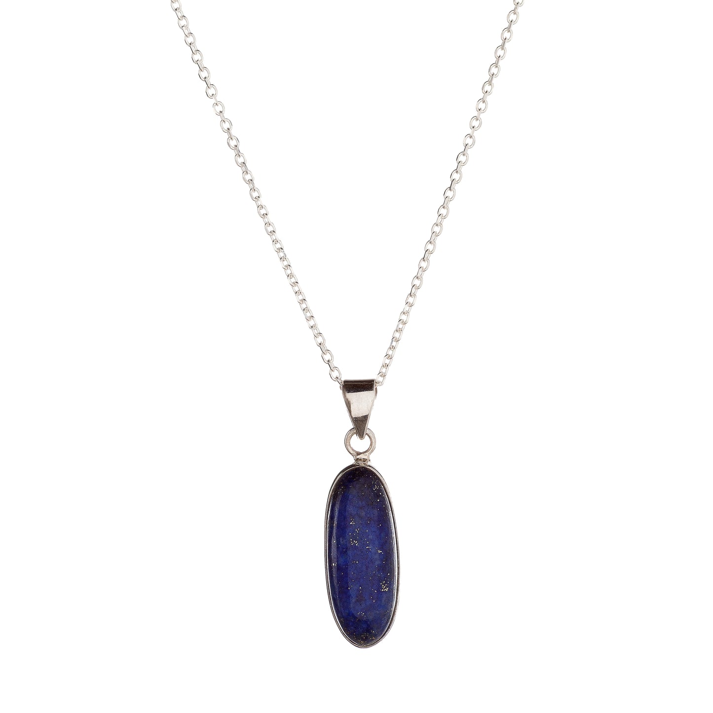 Sterling Silver Oval Lazurite Pendant Necklace