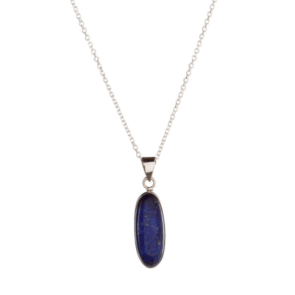 Sterling Silver Oval Lazurite Pendant Necklace