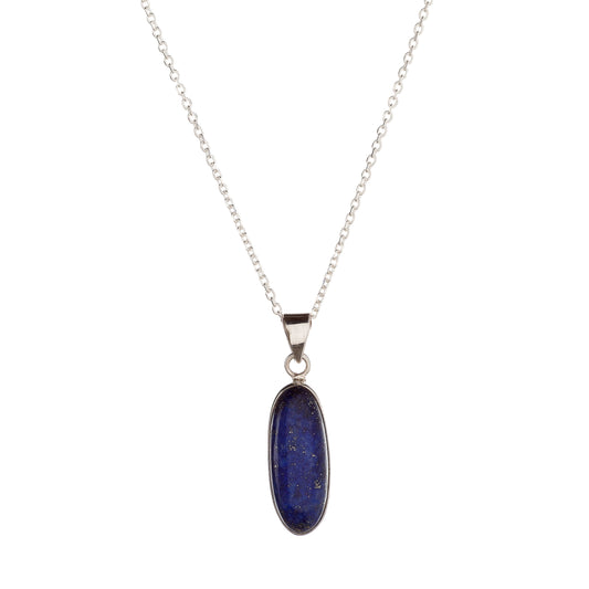 Sterling Silver Oval Lazurite Pendant Necklace