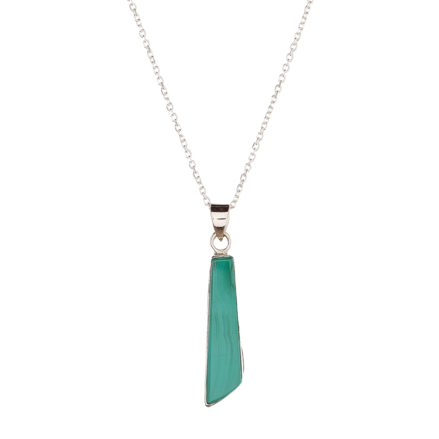 Sterling Silver Malachite Pendant Necklace