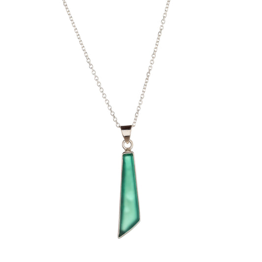 Sterling Silver Green Onyx Pendant Necklace